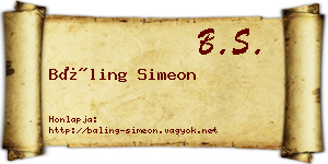 Báling Simeon névjegykártya